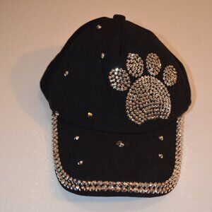 Cap Baseball Black Silverton Rhinestones Decoration Dog's Paw Polyester One Size